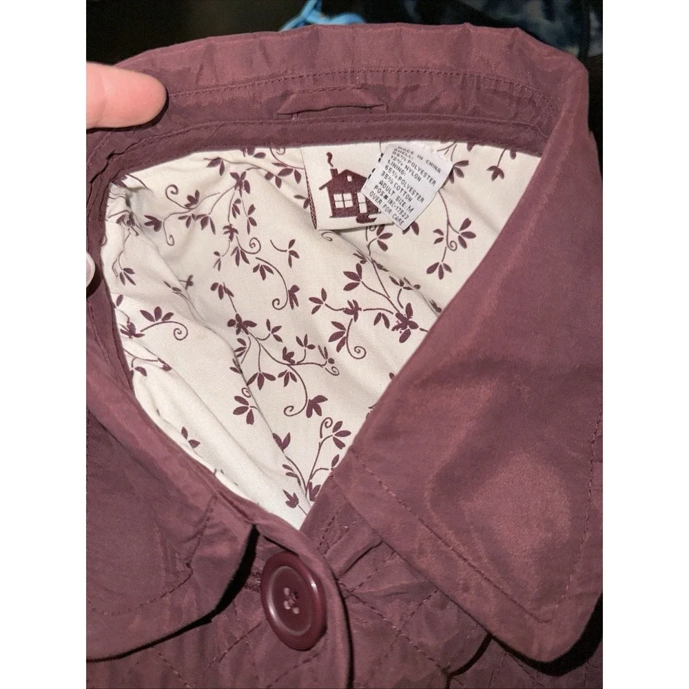 Women's Sz M Medium Quilted Burgundy Jacket Homegrown Fisherman's‎ Button